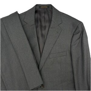 Jos A Bank Reserve REDA Gray Stripe Suit 42R 38x34 (Tag 36W) Wool Silk READ